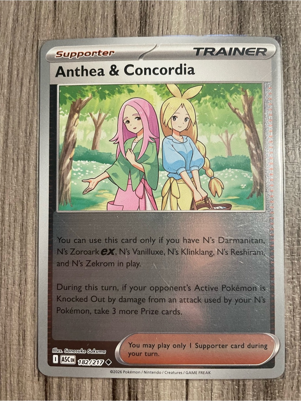 Pokemon Anthea & Concordia Trainer Card - Pink, Blonde, Green, Blue